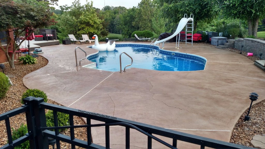 stained pool deck patio